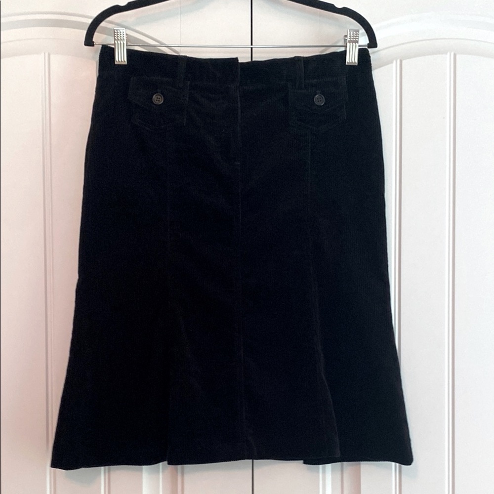Theory Black Corduroy Skirt Scalloped‎ Hem Mini Skirt Women's Size 6 Designer